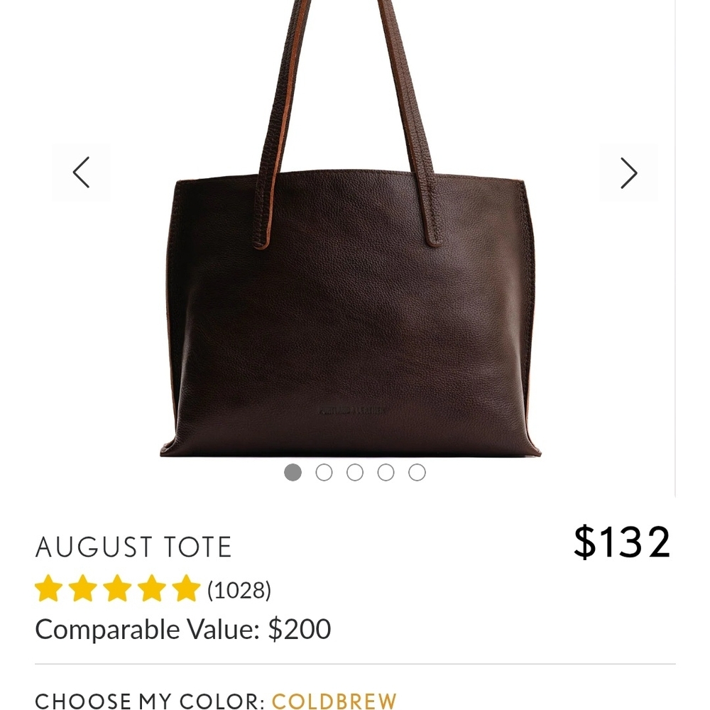 Portland Leather Medium August Coldbrew Pebble Premium Tote - Picture 6 of 8